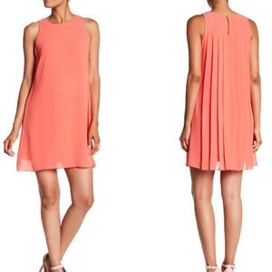 Vince Camuto Coral Pleated Chiffon Dress